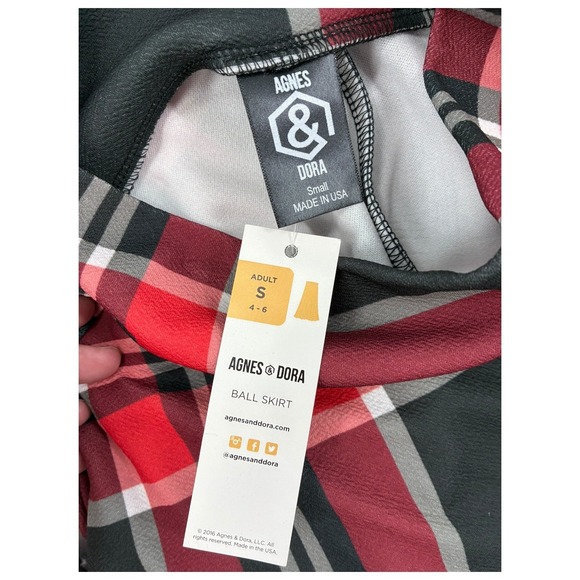 Agnes & Dora Ball Skirt Plaid Red Black White Full Midi Womens Small - Picture 2 of 3